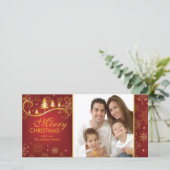 Cartes Pour Fêtes Annuelles Photo de Snowflakes et Trees Merry Christmas Famil (Debout devant)