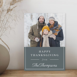 Cartes Pour Fêtes Annuelles Photo de Thanksgiving Classique Automne Ardoise Bl