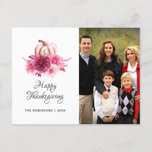 Cartes Pour Fêtes Annuelles Photo de Thanksgiving floral bordeaux et rose