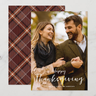 Cartes Pour Fêtes Annuelles Photo de Thanksgiving Plaid