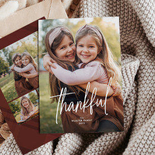 Cartes Pour Fêtes Annuelles Photo de Thanksgiving simple et reconnaissant