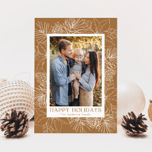 Cartes Pour Fêtes Annuelles Photo de Toffee aux Poinsettias et Pommes de Pin É