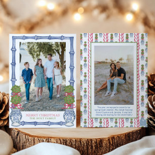 Cartes Pour Fêtes Annuelles Photo de topiaire de Noël en aquarelle et bambou