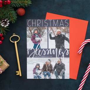 Cartes Pour Fêtes Annuelles Photo de typographie de bénédictions de Noël sous