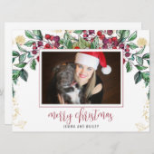 Cartes Pour Fêtes Annuelles Photo de vacances À feuillage persistant de Berry (Devant / Derrière)