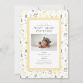 Cartes Pour Fêtes Annuelles Photo de vacances à nouveau-né gris jaune (Devant)
