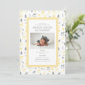 Cartes Pour Fêtes Annuelles Photo de vacances à nouveau-né gris jaune (Debout devant)