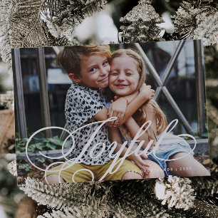 Cartes Pour Fêtes Annuelles Photo de vacances avec écriture élégante joyeuse