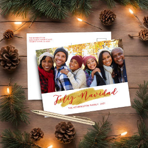 Cartes Pour Fêtes Annuelles Photo de vacances de Feliz Navidad Gold