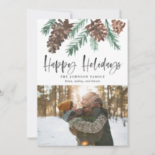 Cartes Pour Fêtes Annuelles Photo de vacances de Noël au pinceau à l'eau Cône