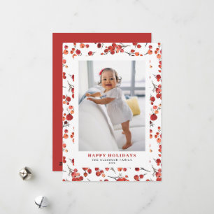 Cartes Pour Fêtes Annuelles Photo de vacances de Noël avec des baies d'hiver r