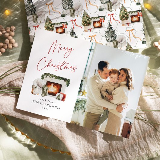 Cartes Pour Fêtes Annuelles Photo de vacances de Noël cosy