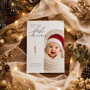 Cartes Pour Fêtes Annuelles Photo de vacances de Noël de bébé de première arch