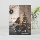 Cartes Pour Fêtes Annuelles Photo de vacances de Noël d'un couple cosy romanti (Debout devant)