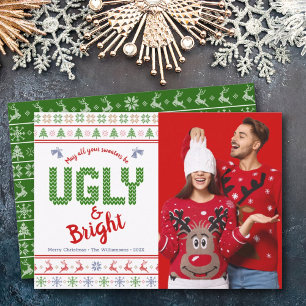 Cartes Pour Fêtes Annuelles Photo de vacances de Noël Sweater moche amusant Ro