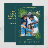 Cartes Pour Fêtes Annuelles Photo de vacances de Noël vert (Devant / Derrière)