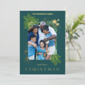 Cartes Pour Fêtes Annuelles Photo de vacances de Noël vert (Debout devant)