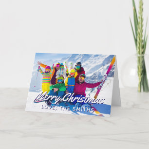 Cartes Pour Fêtes Annuelles Photo de vacances d'hiver en famille Joyeux Noël