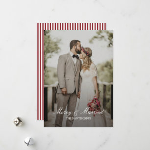 Cartes Pour Fêtes Annuelles Photo de vacances élégante, joyeuse et mariée