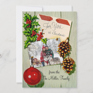 Cartes Pour Fêtes Annuelles Photo de vacances forestier vintage