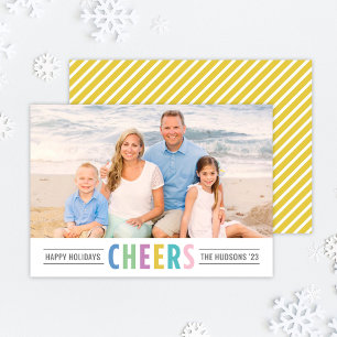 Cartes Pour Fêtes Annuelles Photo de vacances Moderne Jaune avec Vœux de Fêtes