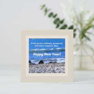 Cartes Pour Fêtes Annuelles Photo de vœux de Bonne Année Océan Bleu