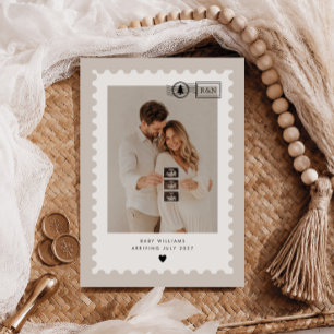 Cartes Pour Fêtes Annuelles Photo d'échographie de grossesse avec timbre-poste