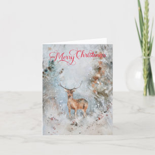 Cartes Pour Fêtes Annuelles Photo Deer Rustic Winter Joyeux Noël