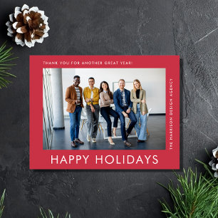 Cartes Pour Fêtes Annuelles Photo d'entreprise moderne Red Corporate Noël