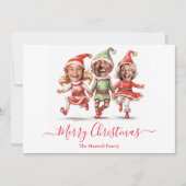Cartes Pour Fêtes Annuelles photo des elfes de Noël (Devant)