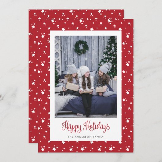 Cartes Pour Fêtes Annuelles Photo des étoiles rouges personnalisées (Devant / Derrière)