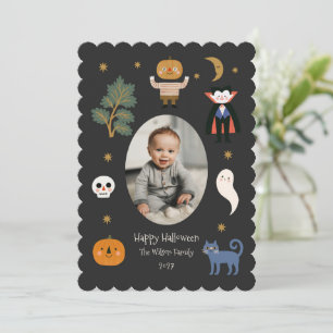 Cartes Pour Fêtes Annuelles Photo d'Halloween avec des monstres mignons