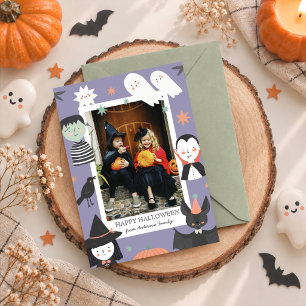 Cartes Pour Fêtes Annuelles Photo d'Halloween avec des personnages effrayants