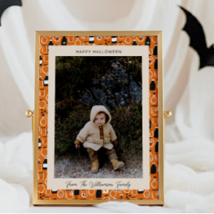 Cartes Pour Fêtes Annuelles Photo d'Halloween noir orangé moderne