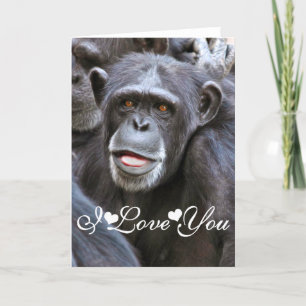 Cartes Pour Fêtes Annuelles Photo d'image de chimpanzé Je t'aime
