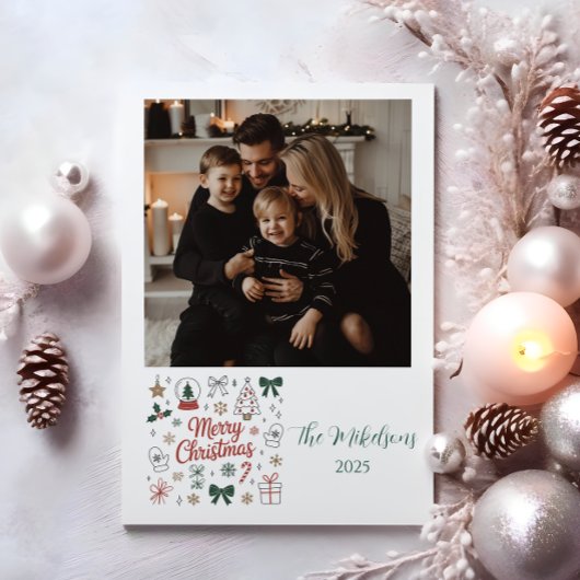 Cartes Pour Fêtes Annuelles Photo Doodle Line Art Christmas