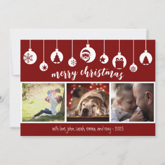 Cartes Pour Fêtes Annuelles Photo d'ornement suspendu de Noël rouge Merry