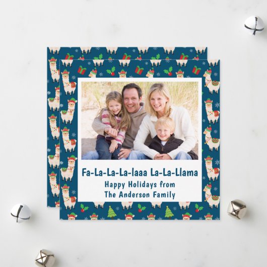 Cartes Pour Fêtes Annuelles Photo drôle de lama avec un jeu de mots (Devant/Arrière en situation)