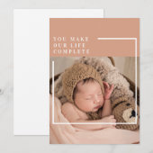 Cartes Pour Fêtes Annuelles Photo du bébé moderne | You Make My Life Complete (Devant / Derrière)