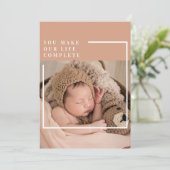 Cartes Pour Fêtes Annuelles Photo du bébé moderne | You Make My Life Complete (Debout devant)