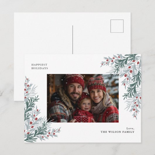 Cartes Pour Fêtes Annuelles Photo du feuillage de Noël (Devant / Derrière)