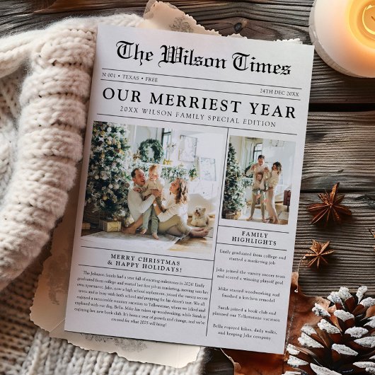 Cartes Pour Fêtes Annuelles Photo du journal Noël unique