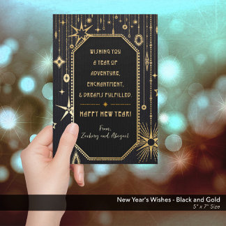 Cartes Pour Fêtes Annuelles Photo du Nouvel An des voeux d'or noir