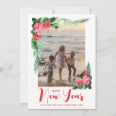 Cartes Pour Fêtes Annuelles Photo du Nouvel An Tropical Floral (Devant)