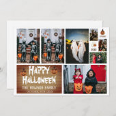 Cartes Pour Fêtes Annuelles Photo Éffrayant en bois simple Halloween heureux (Devant / Derrière)