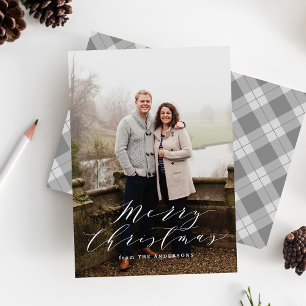 Cartes Pour Fêtes Annuelles Photo élégant à carreaux gris