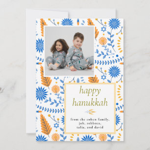 Cartes Pour Fêtes Annuelles Photo élégant bleu Bonne Hanouka Famille 1