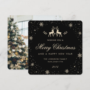 Cartes Pour Fêtes Annuelles Photo élégant de flocon de neige de renne noir