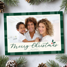 Photo élégant de Joyeux Noël à carreaux vert foncé