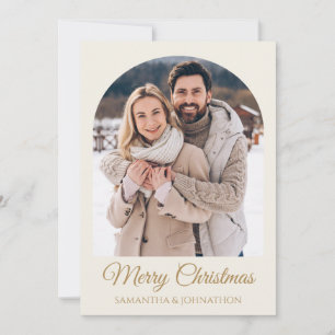 Cartes Pour Fêtes Annuelles Photo élégant de Joyeux Noël en ivoire et or